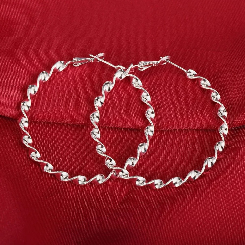 NewStyle 925 Sterling Silver Earrings Twisted Line - Picture 3 of 6